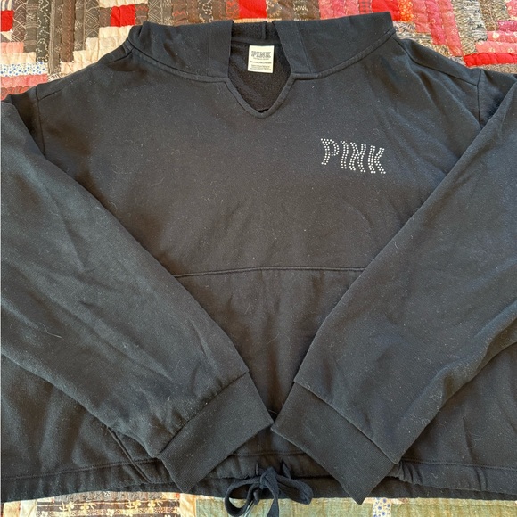 PINK Victoria's Secret Rhinestone Cropped Fleece Hoodie - Picture 3 of 5